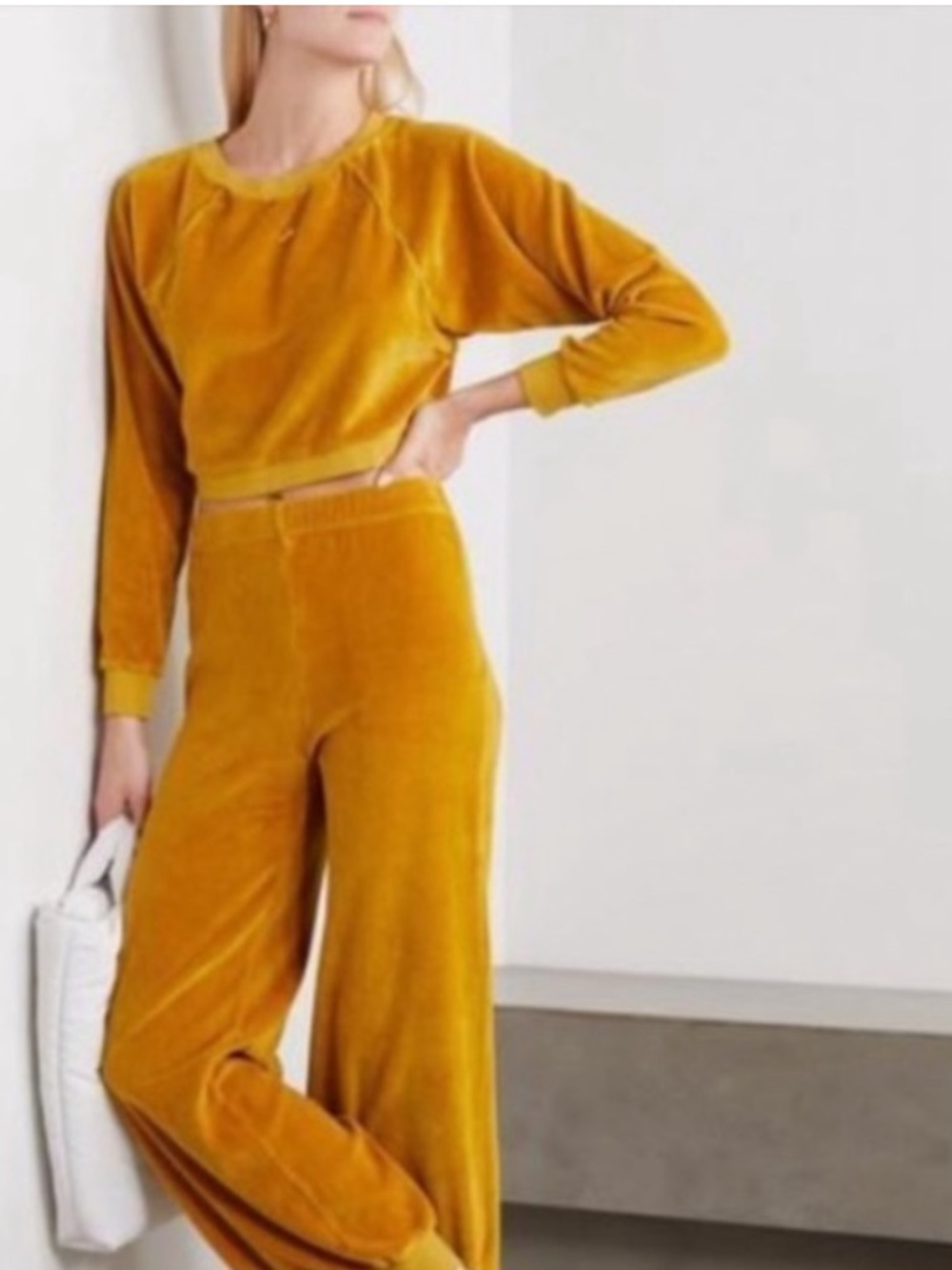Suzie Kondi buckthorn velour cotton top & slim track pants